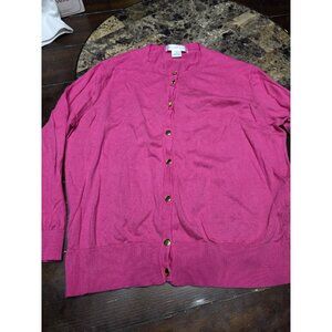 August Silk Pink Button Front Cardigan Sweater Women's Size XL